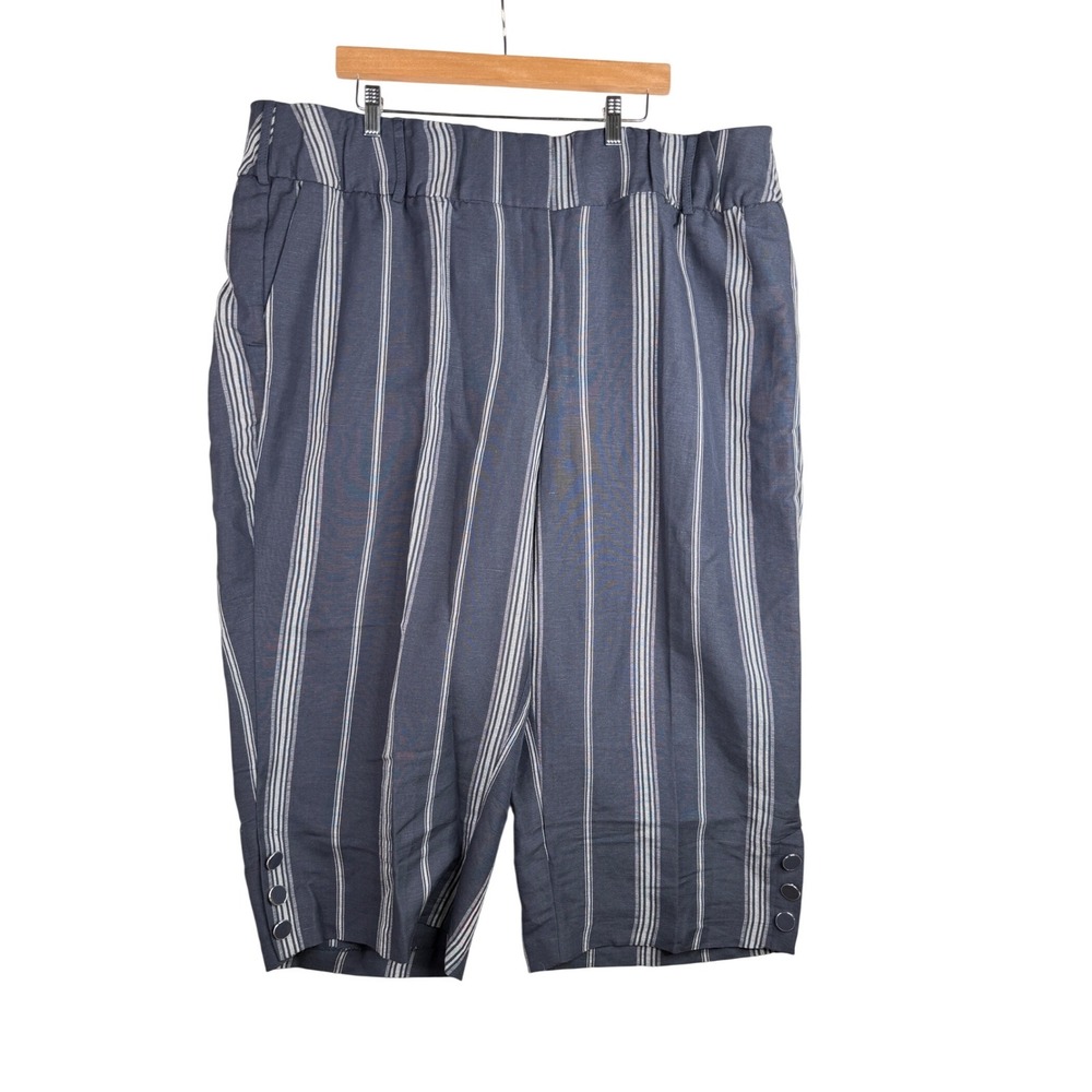 New Lane Bryant The Laney Striped Hi Rise Cropped Pants size 24‎ Blue/White